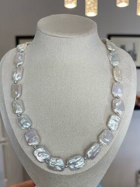 Iridescent White Baroque Pearl Necklace